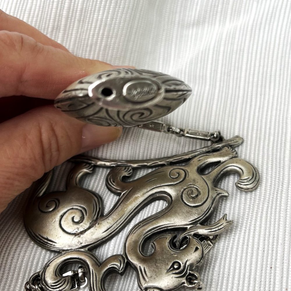 Rare Goldette Dragon Snuff bottle Necklace - Picture 5 of 5